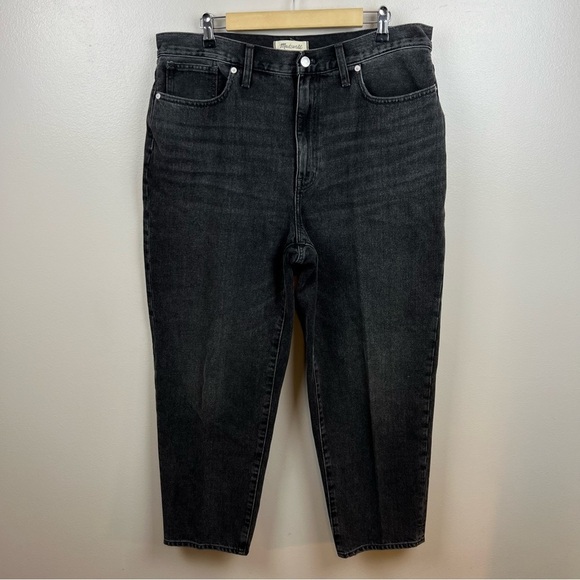 Madewell Denim - Madewell Baggy Tapered Jeans Size 32 Black Mackinnon Wash High Rise Denim NF125